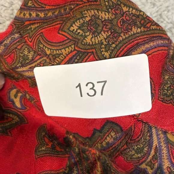 Women’s vintage pleated skirt red paisley print size 16 with pockets - Picture 9 of 9